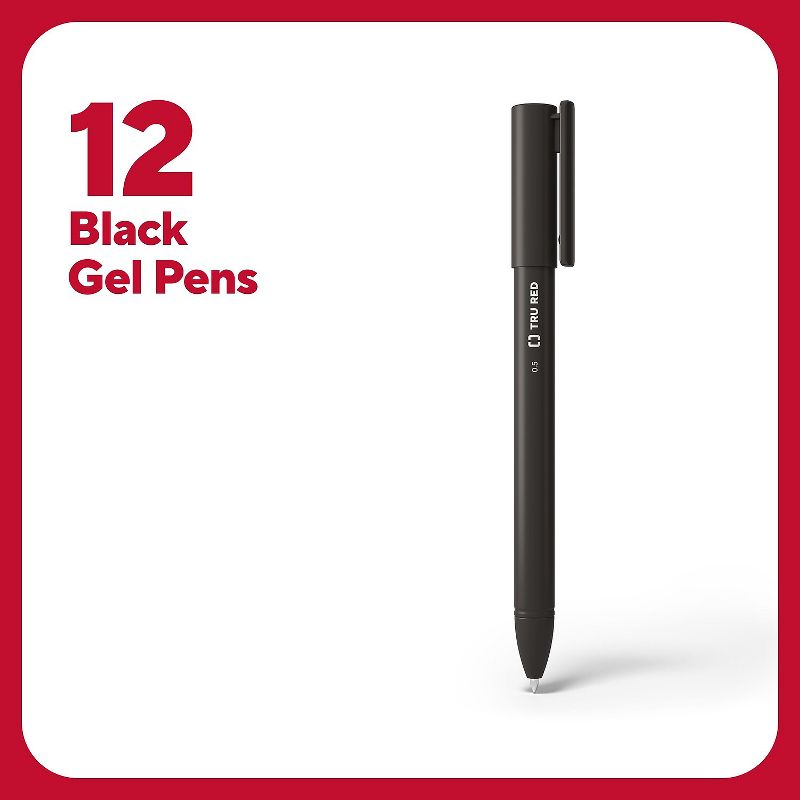 TRU RED Quick Dry Gel Pens Fine Point 0.5mm Blk Dozen TR54471, 2 of 10