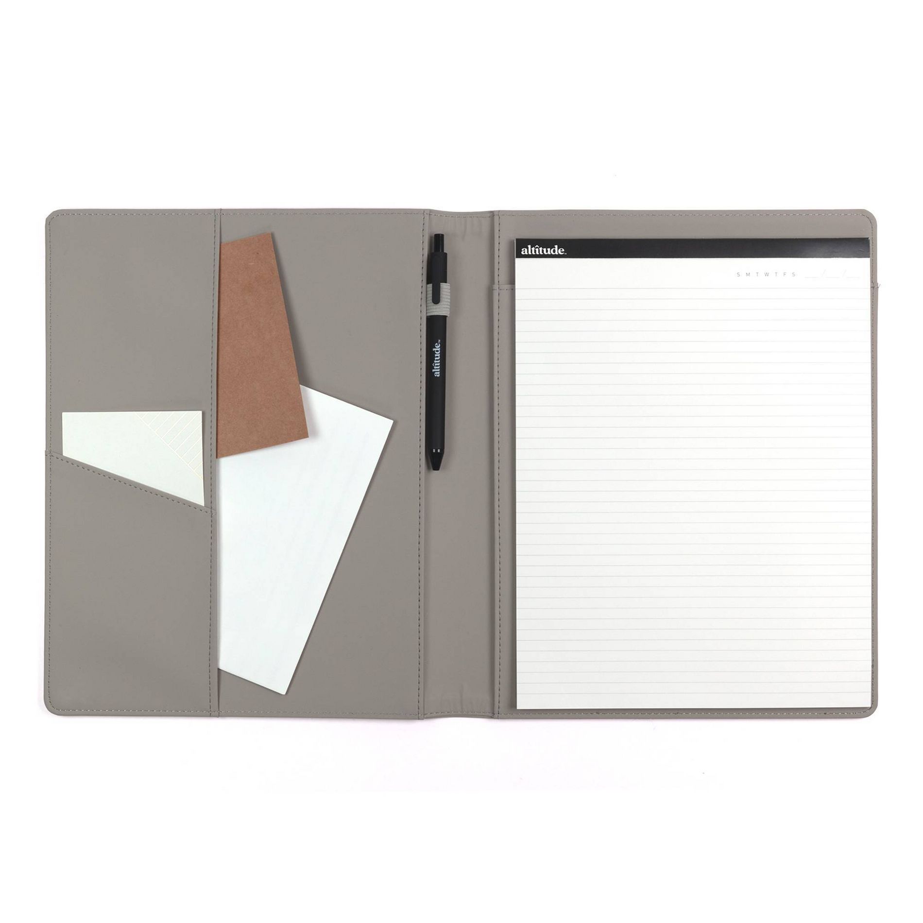 Altitude Padfolio 10"x12.5" Vegan Leather Gray Debossed Arch