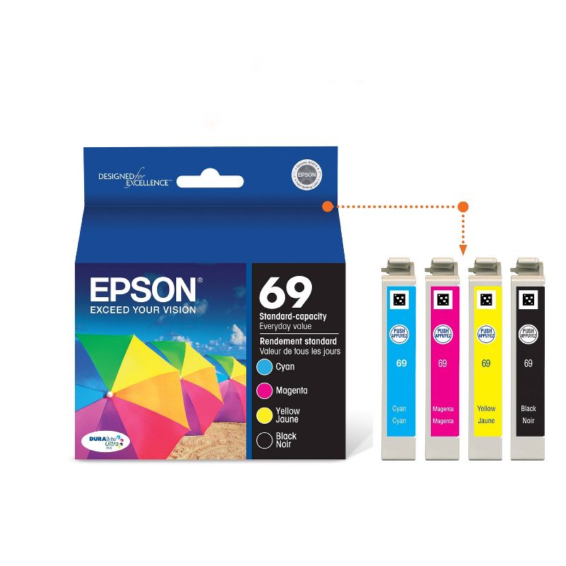 Epson 69 4pk Combo Ink Cartridges - Black/Cyan/Magenta/Yellow (T069120BCS), 3 of 9