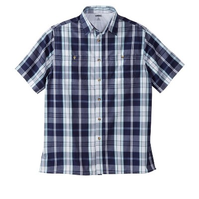 KingSize Short-Sleeve Plaid Sport Shirt
