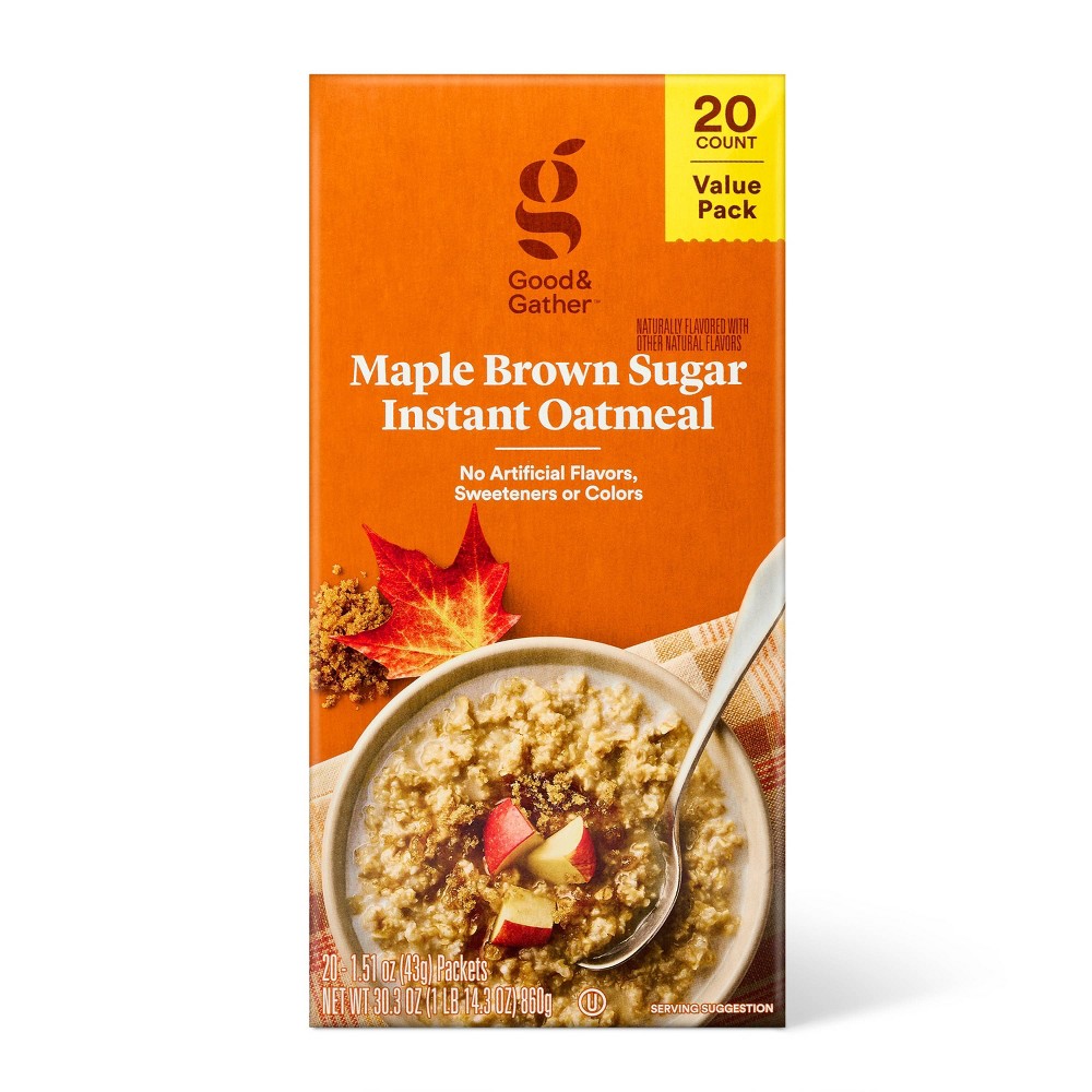 Maple & Brown Sugar Naturally Flavored with Other Natural Flavors Instant Oatmeal - 20ct/30.3oz - Good & Gather™