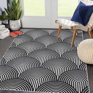 Washable Area Rug, Modern Striped Floor Carpet, No-Shedding Non-Shedding Non-Slip Abstract Mat for Nursery Office Living Room Apartment Bedroom - 1 of 4