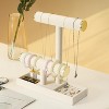2-Tier Jewelry Display Stand with Tray, Organizer for Necklaces, Bracelets, Watches & Hair Ties, Beige - 2 of 4