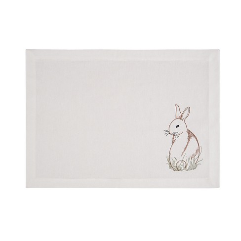 Oarencol Cute Easter Bunny Strawberries Rabbit Spring Summer Placemat Table Mats Heat-Resistant Washable Clean Kitchen Place Mats for Dining Table Decoration 18 X 12