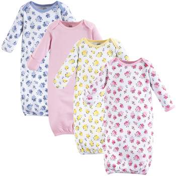 Luvable Friends Baby Girl Cotton Long-Sleeve Gowns 4pk