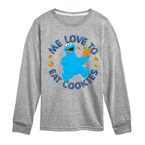 Boys' - Sesame Street - Me Love To Eat Cookies-Toddler and Youth Long Sleeve T-Shirt Long Sleeve Graphic T-Shirt - 1 of 3