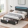 Full/Queen Bed with 2 Storage Drawers & LED Headboard, Upholstered Platform, Metal Slats, No Box Spring - Noise-Free, Easy Assembly - 4 of 4