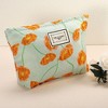 Unique Bargains Women's Floral Large Capacity Makeup Bag Orange Green 1 Pc - 2 of 4