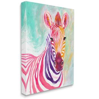 Stupell Industries Warm Tone Zebra Stripes Safari Animal Portrait Gallery Wrapped Canvas Wall Art, 24 x 30