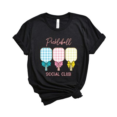 Simply Sage Market Women's Pickleball Checkered Paddles Short Sleeve Graphic Tee - XL - Black