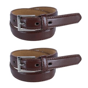 CTM Kid's Leather 1 inch Dress Belt with Square Buckle (Pack of 2) - 1 of 4