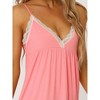 cheibear Women's V Neck Lace Trim Solid Color Pajama Sleepdress Nightgown - 4 of 4