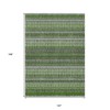 Green And Ivory Striped Washable Indoor Outdoor Area Rug - 3 of 4