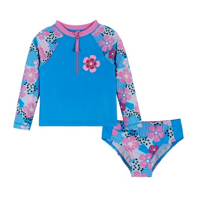 Andy & Evan Toddler Blue Floral Print Rashguard Set : Target