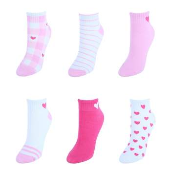 CTM Women's Low Cut Heart Comfortable Socks (6 Pair Pack)