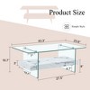 43.3" Modern 2-Tier Coffee Table - Clear Glass & Black Marble Pattern, Multi-Use - 3 of 3