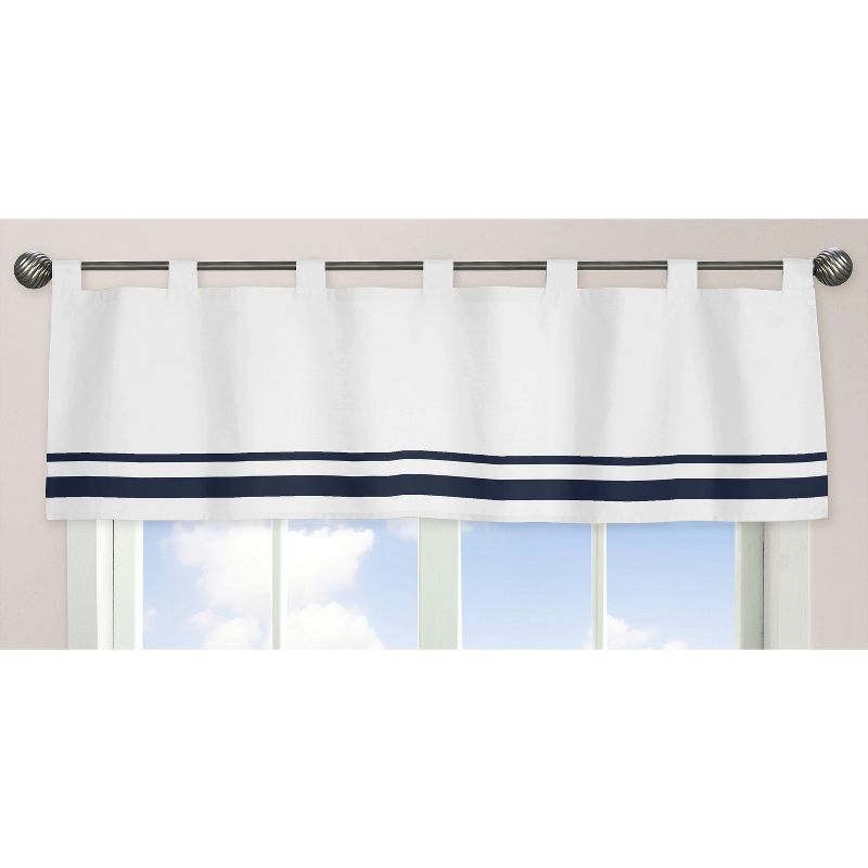 Sweet Jojo Designs Window Valance Treatment 54in. Hotel White and Blue, 1 of 5