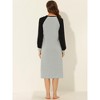 cheibear Women's Long Sleeves Button Up Pajama Dress with Side Pockets - 3 of 4