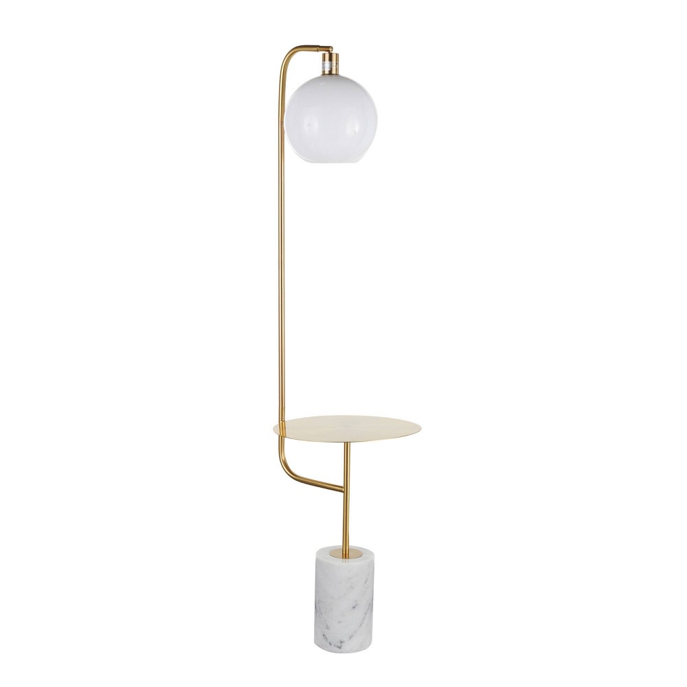 Photos - Floodlight / Street Light Symbol Contemporary/Glam Floor Lamp with Integrated Table & Marble Base 