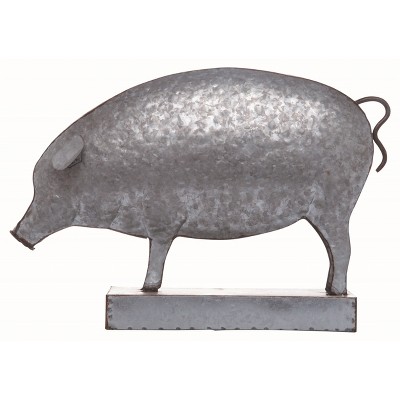 Transpac Metal 17 in. Silver Spring Pig Decor