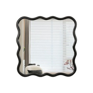 FONTOI Wavy Rectangle Wall Mirror, 36"*36" Square Mirror Wall Decor for Bathroom Bedroom Living Room Cloakroom Entryway, Black, 35.8"*1.18"*35.8" - 1 of 4