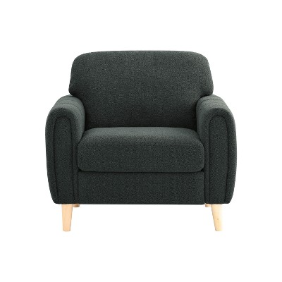 Serta Dublin Chair Charcoal: Upholstered Armchair, Polyester, Wood Legs, High-Density Foam