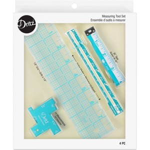 Dritz 4pc Measuring Tool Set: Sewing Kit with Tape Measure, Metal & Plastic, Sewing Supplies - 1 of 4