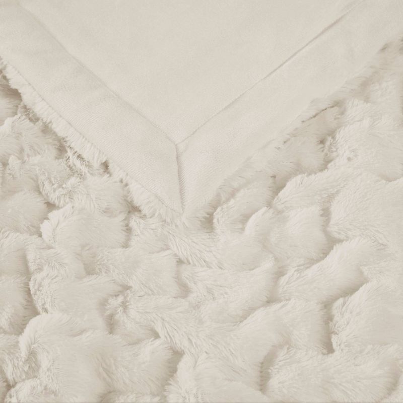 50"x60" Ruched Faux Fur Throw Blanket - Madison Park, 5 of 11