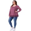 Agnes Orinda Women's Plus Size Lace Hem Square Neck Long Sleeve Casual Tunic Blouse - 3 of 4