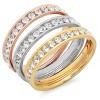 Steeltime Ladies tritone stainless steel simulated diamonds 3 pc rings - 2 of 4