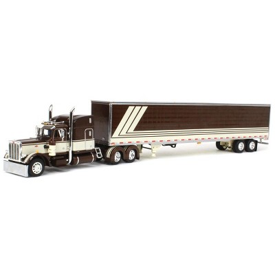 First Gear DCP 1/64 Brown & Cream Peterbilt 389 63'' Mid-Roof Sleeper w/ 53' Utility Trailer 60-1675
