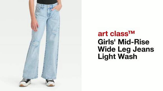 Girls' Mid-Rise Wide Leg Jeans - art class™ Light Wash, 2 of 10, play video