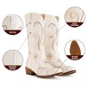 IUV Mid-Calf Cowgirl Boots Cowboy Western Pull-On Tabs Pointy Toe Boot White/Brown - 3 of 4