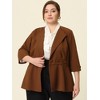 Agnes Orinda Women's Plus Size Notched Lapel Ruffle Peplum Ruched Buttons Outfits Blazers - 2 of 4