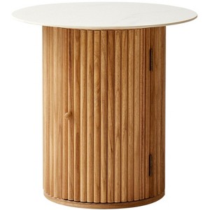 Nordlys Solid Wood and Marble Top Side Table with Storage Modern Design Style Living Room - 1 of 4