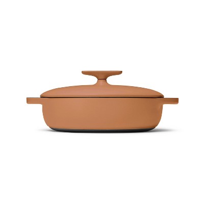 Terracotta Pink Enameled Cast Iron Braiser with Lid, 3.5 Qt