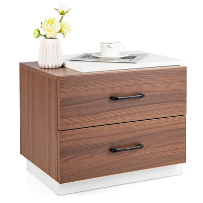 Tangkula Nightstand Bedside Side End Table w/ 2 Drawers for Bedroom Living Room