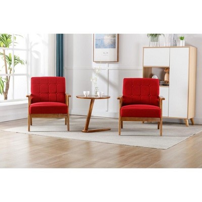 CAVINAS Upholstered Accent Chair Set of 2 with Side Table,Modern Arm Chairs for Bedroom,Reading Room