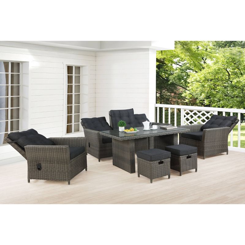 Asti 6pc Wicker Outdoor Seating Set - Gray - Alaterre Furniture, 5 of 16