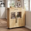 Kitchen Island with Storage, Retro Island Table with Glass Door Cabinet and Drawer, Coffee Bar Station with Spice Rack and Towel Rack, Natural - 2 of 4