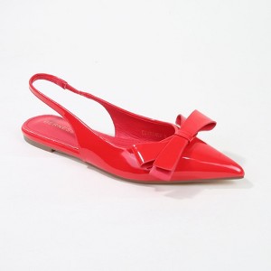 Berness Women's Cinnamon Point Toe Slingback Flats with Oversize Bow - 1 of 4