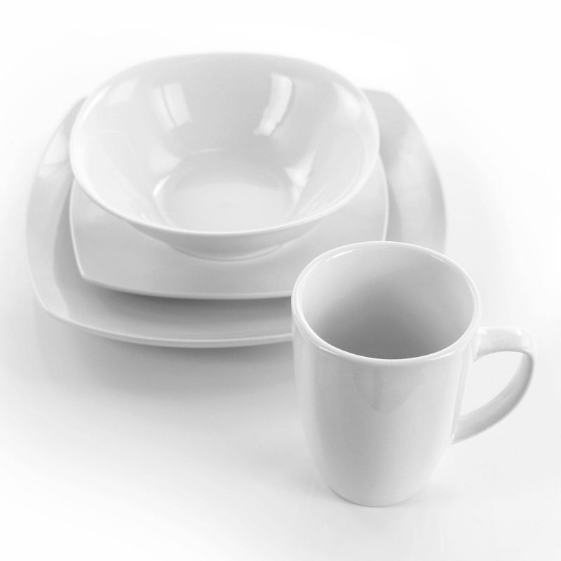 16pc Porcelain Bishop Square Dinnerware Set White - Elama, 2 of 8