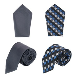 CTM Men's Geometric and Solid 2 Ties and Hankies Box Set - 1 of 4