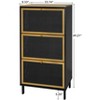 TIRAMISUBEST Black Metal Rattan Shoe Rack, 3-Door Entryway Organizer with Honeycomb Design - 3 of 4