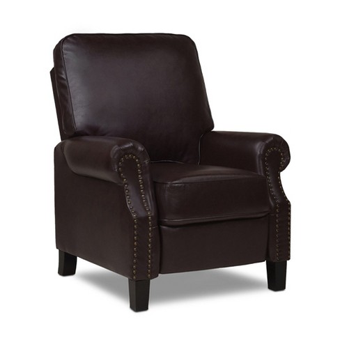 Charlie Design Auden 34 Manual Recliner Accent Chair, Coffee Brown Leather  : Target