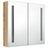 vidaXL Bathroom Cabinet White and Oak Engineered Wood and Glass - 24.4" x 5.5" x 23.6" - 3 of 4