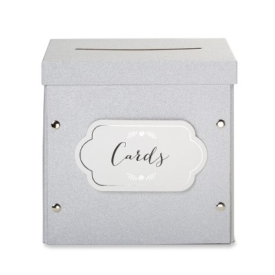 Kate Aspen Glitter Collapsible Card Box Silver