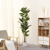 Wikineon Artificial Rubber Tree Plant 5ft Tall Faux Ficus Tree Potted Fake Tropical Plants Decorative House Plants Large Floor Artificial Trees - 2 of 4