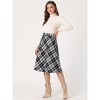 INSPIRE CHIC Women's Tartan Plaid High Waist Belted Vintage A-Line Midi Skirt - 3 of 4
