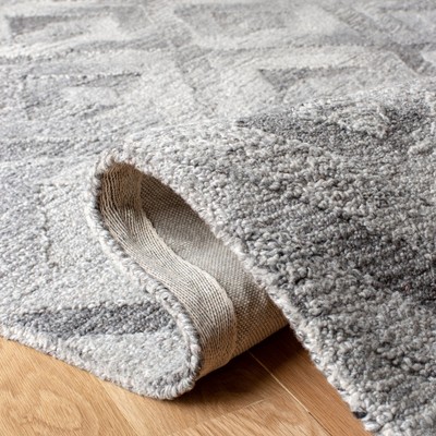 Gray Abstract Handmade Washable Wool Area Rug 5' x 8'